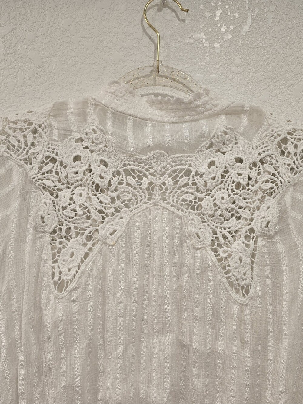 Anthropologie Moira peasant blouse intricate lace smocked cuffs V Neck 0 - Picture 7 of 9